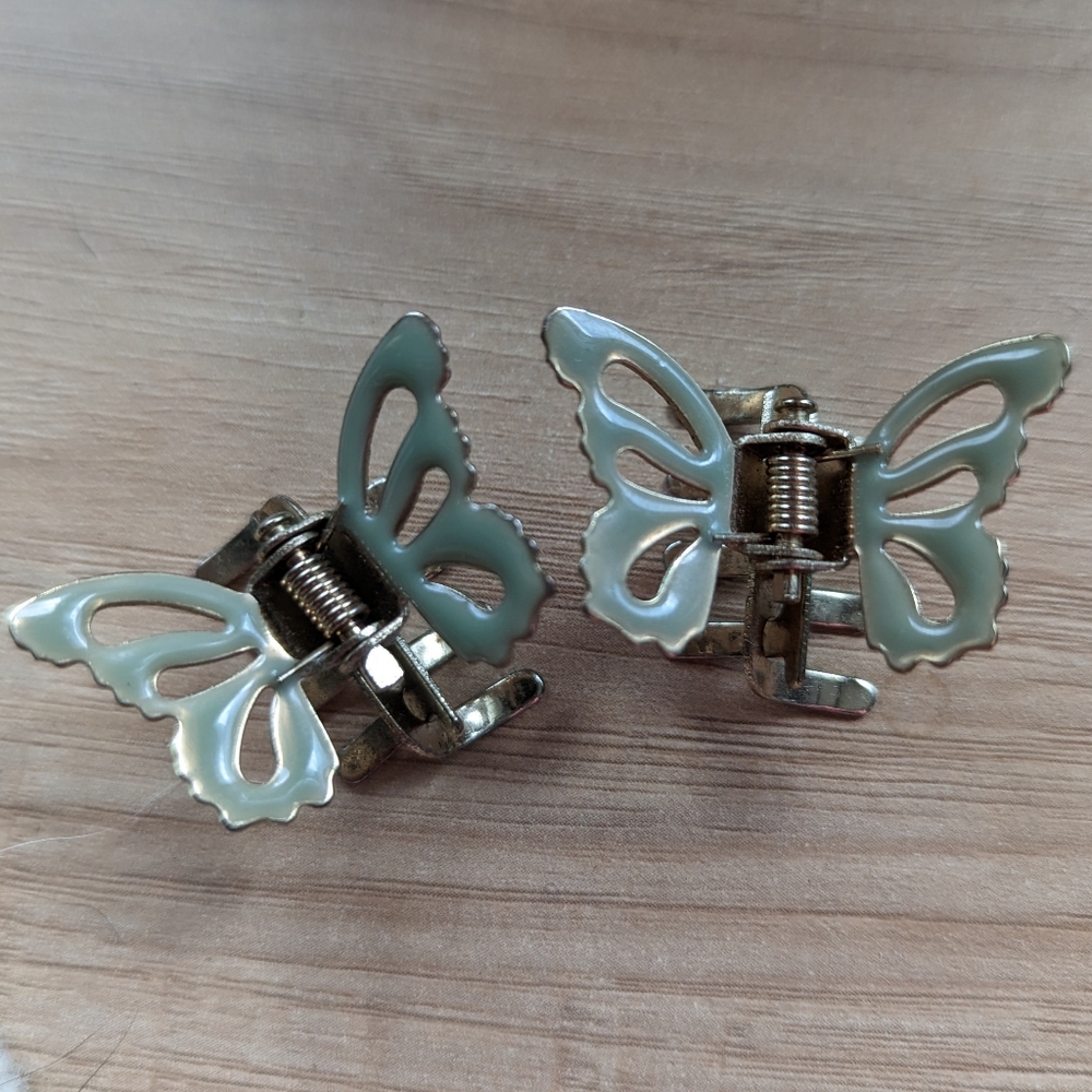Vintage Y2K Mini Enamel Butterfly Hair Clips | Set Of 2